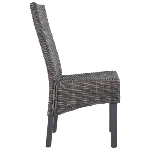 Swen Studio -  Dining Chairs 6 pcs Brown Kubu Rattan and Mango Wood (3x246655)